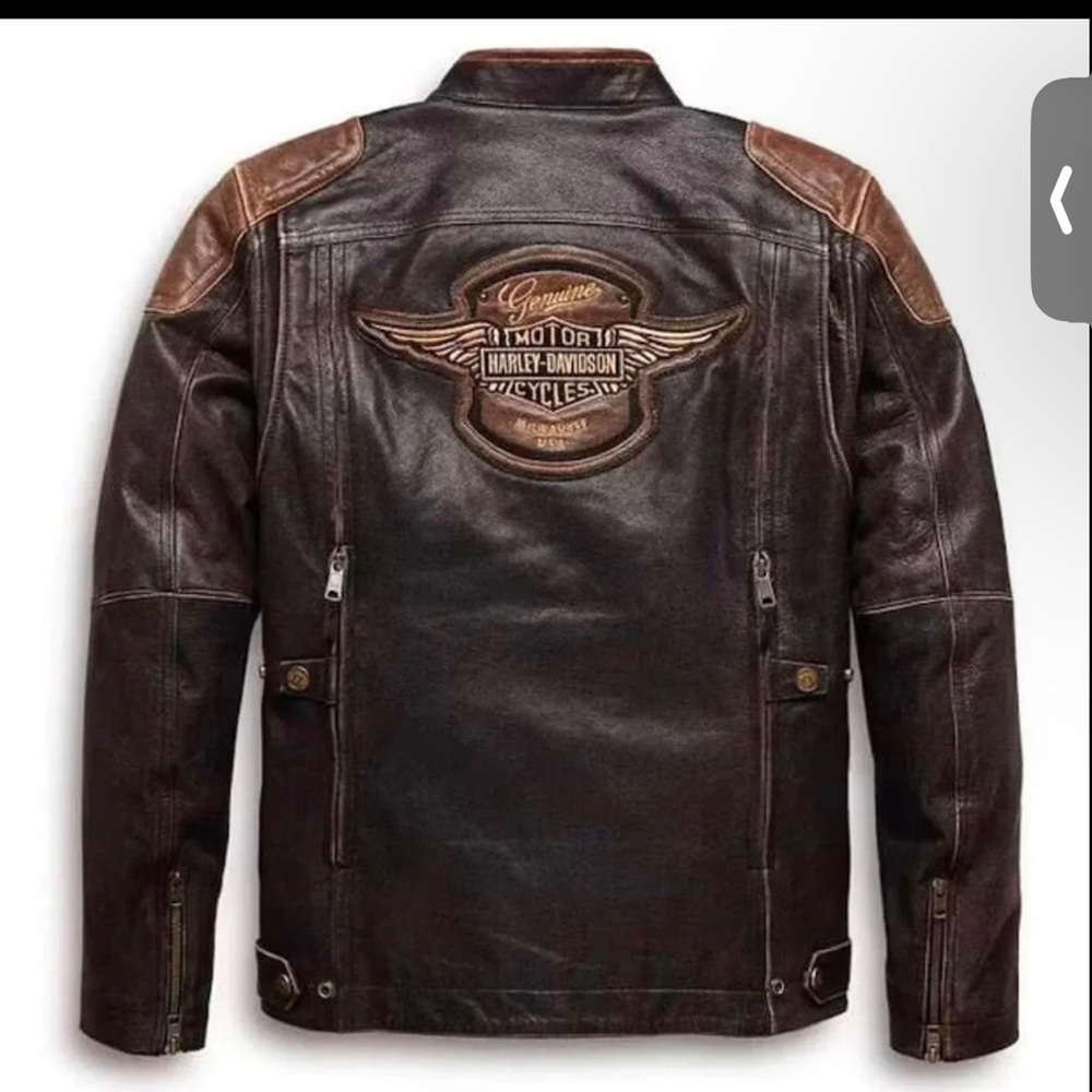 Harley Davidson Men's Motorcycle Distressed Leather Biker Jacket Concealed Carry